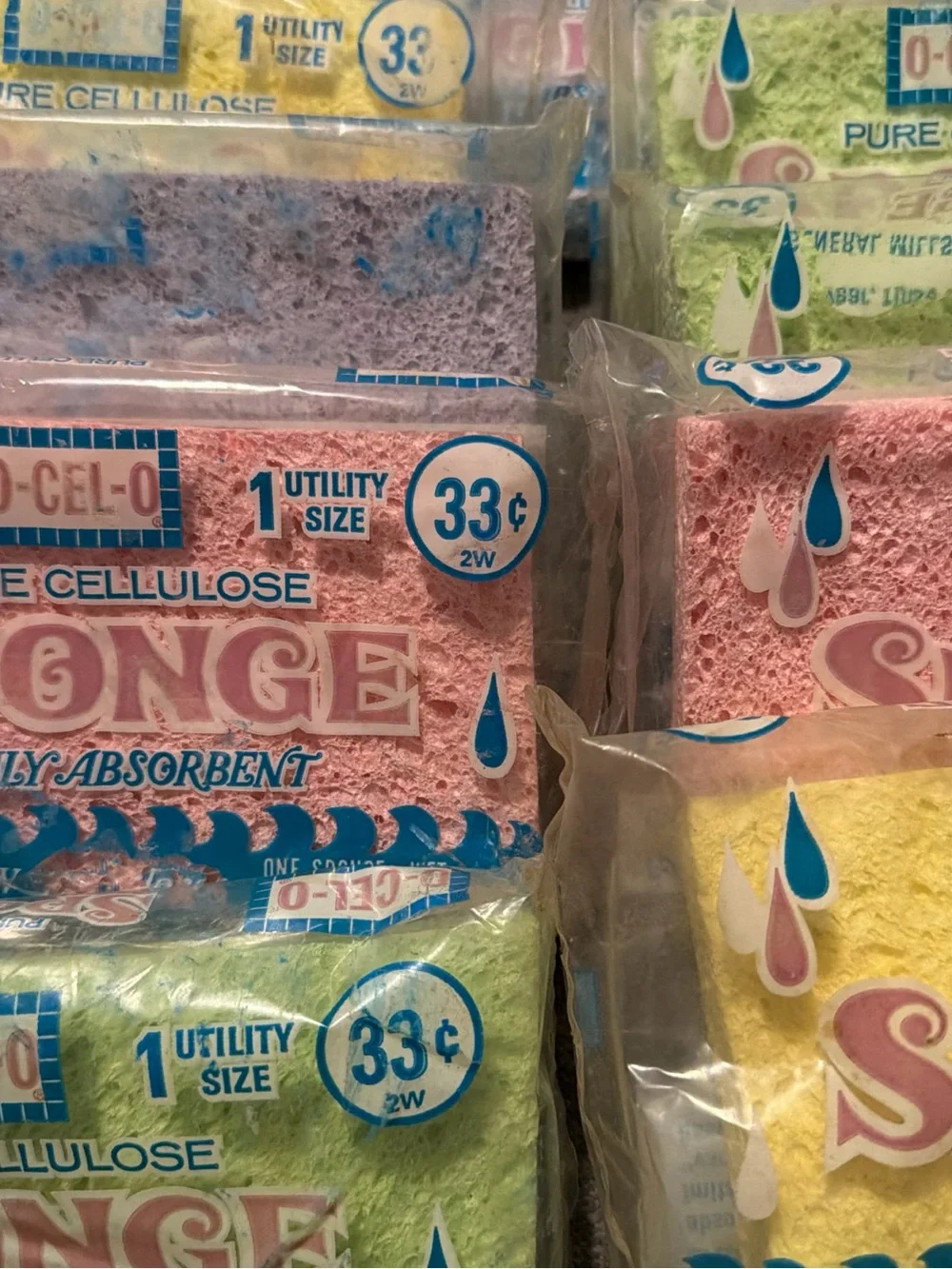 Vintage 1974 O-CEL-O Utility Size Sponge USA Made 6inx3.5inx1 Highly Absorbent 1